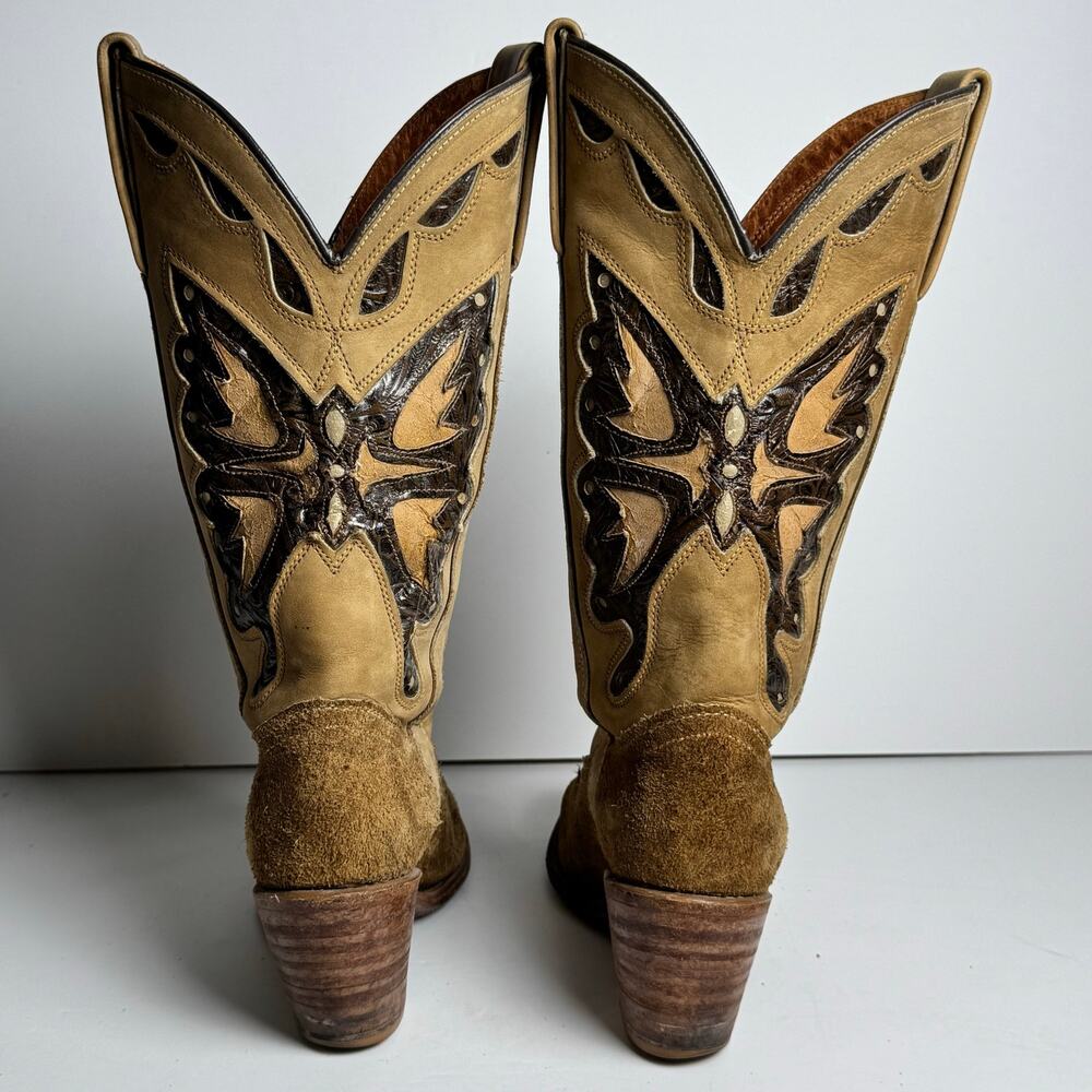 Miss Capezio Western Cowboy Boots Womens 7M Brown Suede Leather USA Vintage Boho - Picture 6 of 14